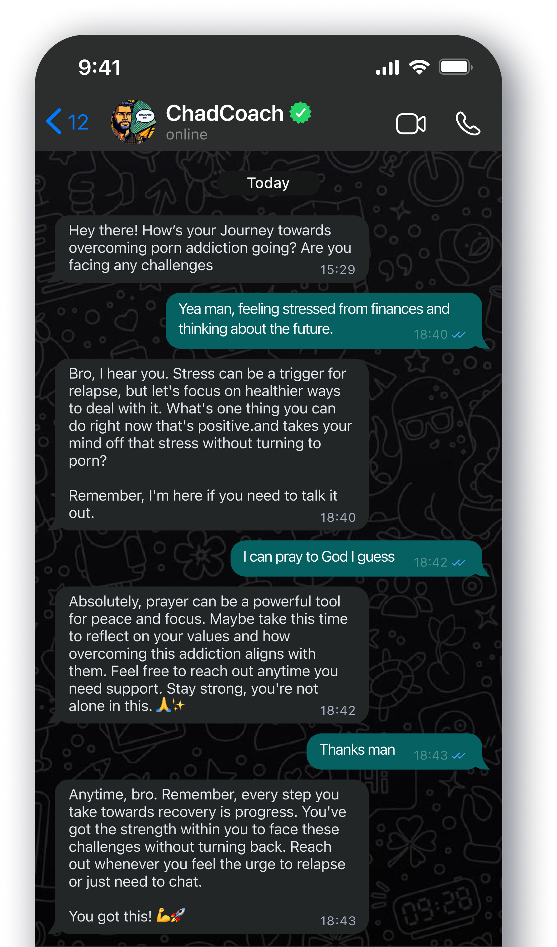 Show Chad Coach In Action — WhatsApp conversation with Chad
